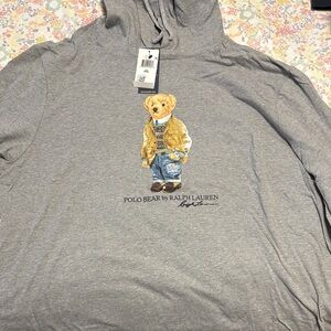 Ralph Lauren Gray Hoodie with Polo Bear Design